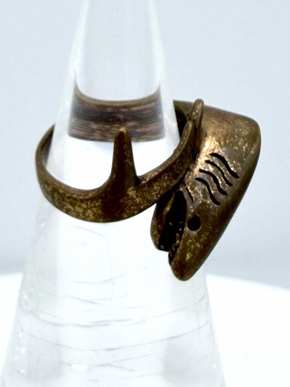 Vintage Brass Wrap Around Shark Ring Unisex Size 6 Nautical Fish Shark Week!